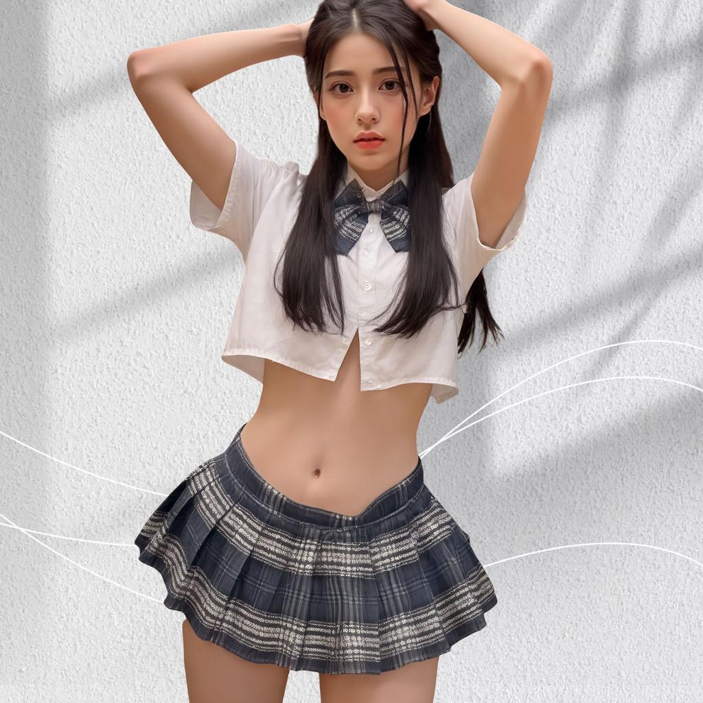 Sexy Campus JK Uniform College Seduction Pure Lust Skinny Ultra Short Pleated Skirt Suit Sex Lingerie
