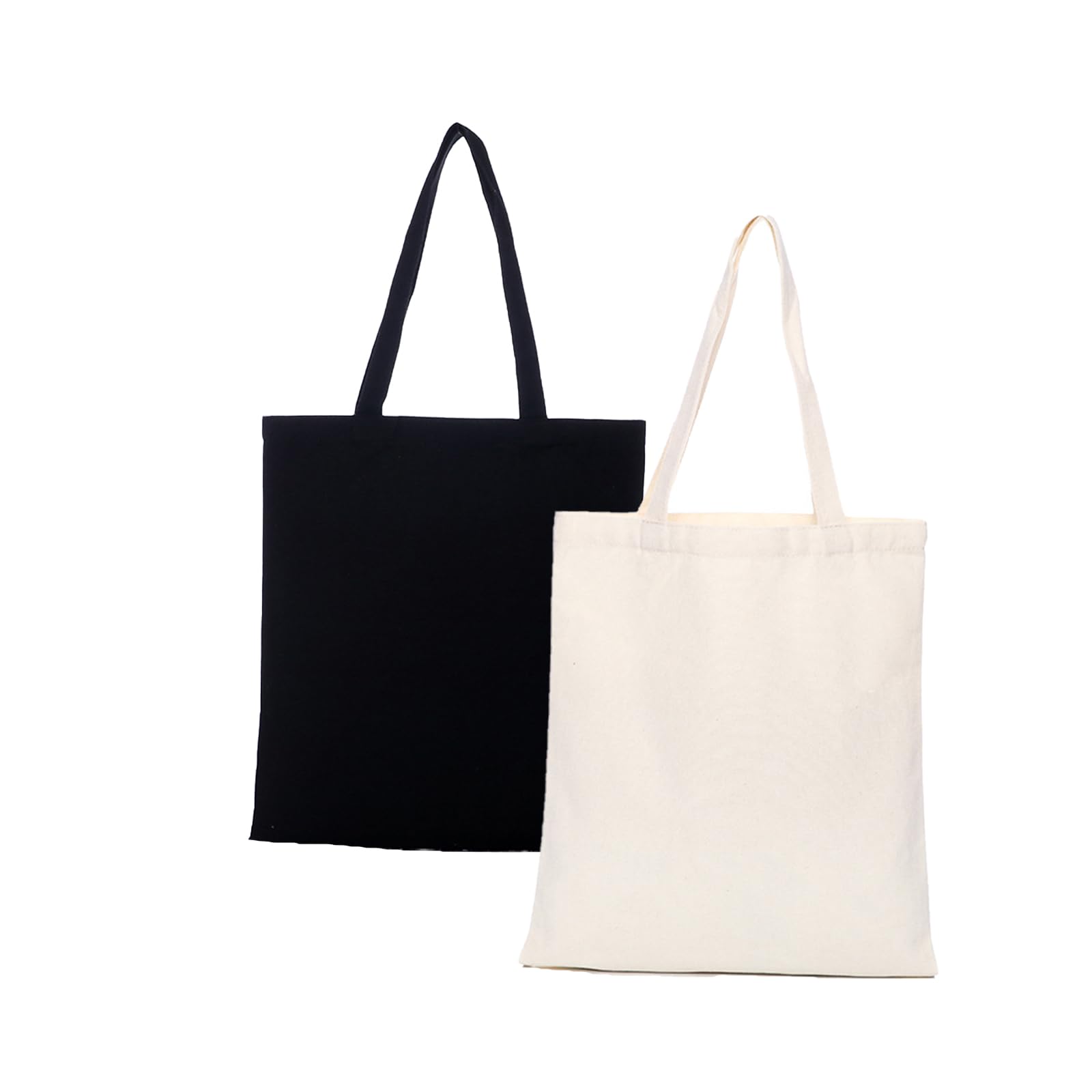 

[LKIYUW] Canvas Tote Bags, Set of 2, A4 Size, Large Capacity, Solid Color, Unisex, for Commuting and School