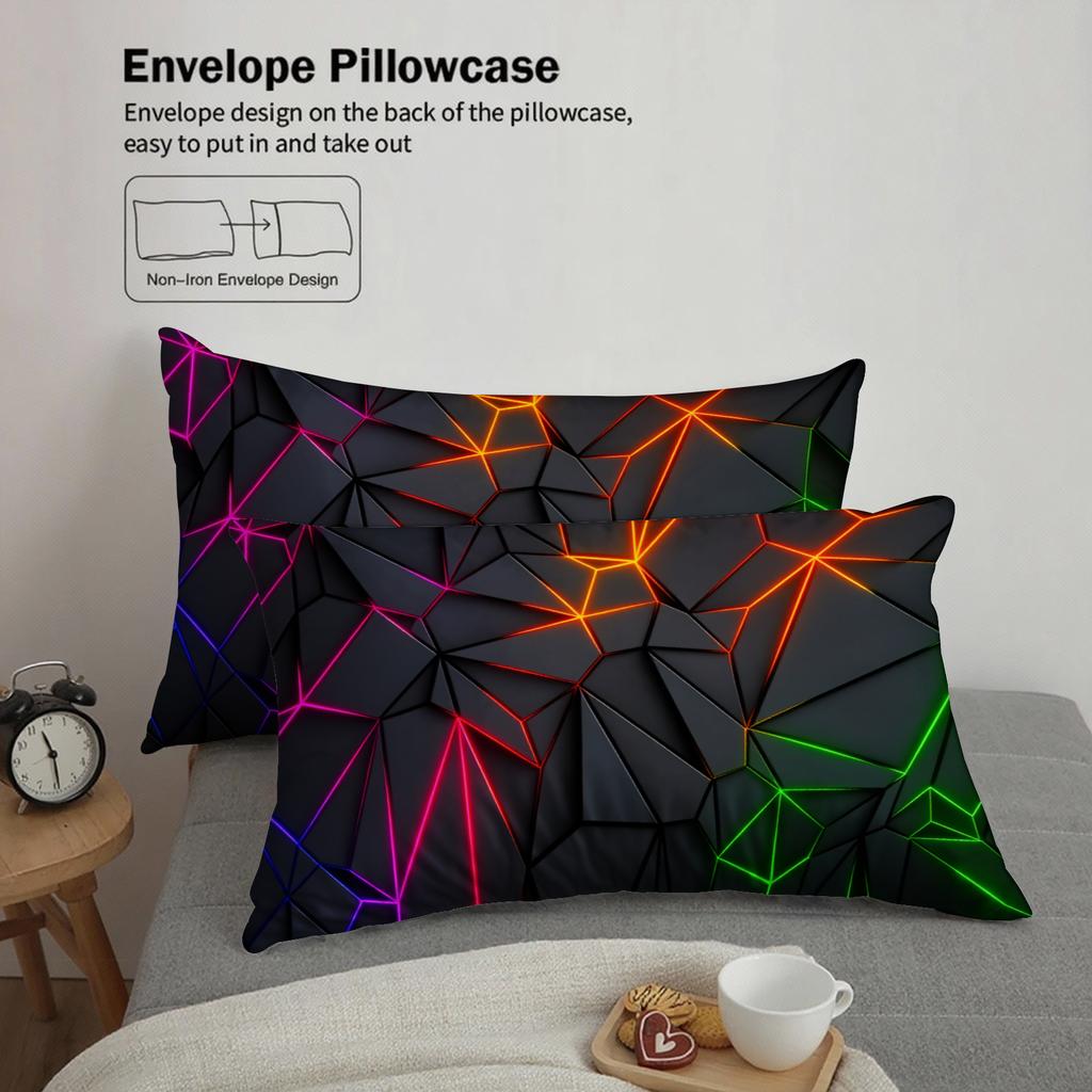 3pcs Geometric Blue Light Bedding Sets 3D Printed Abstract Pattern Duvet Cover Sets With Pillowcases No Filling Cool Style