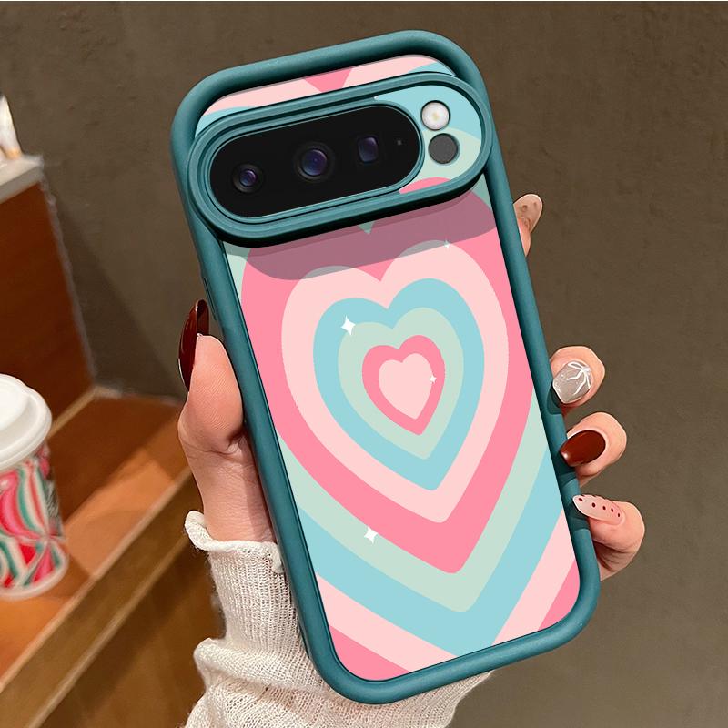 Gradient Rainbow Love Heart Case For Google Pixel 10 Pro XL Shockproof Bumper Soft Silicone Phone Back Cover For Pixel 9A 9 8 7 Pro 8A 7A