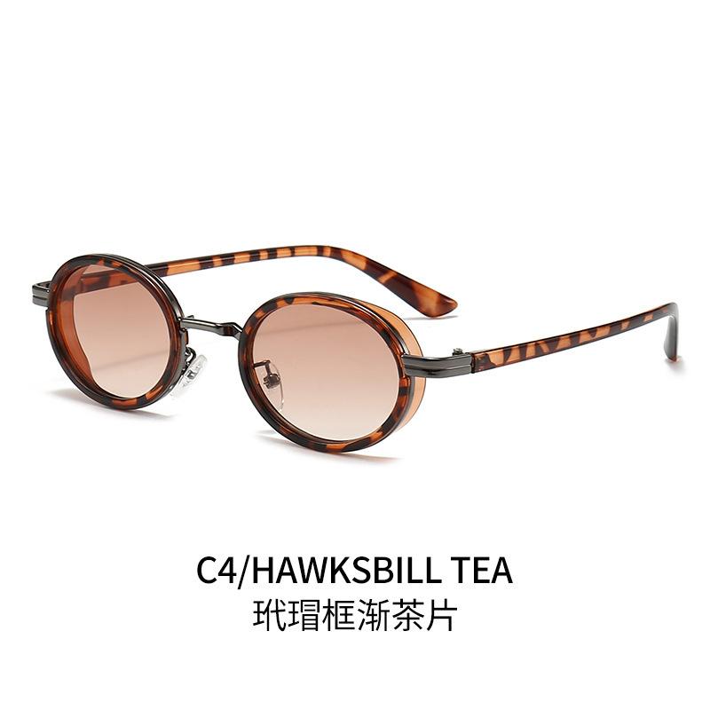 Metal Small Frame Punk Oval Sunglasses Steam Futuristic Retro Sunglasses Women'S Street Shot Glasses