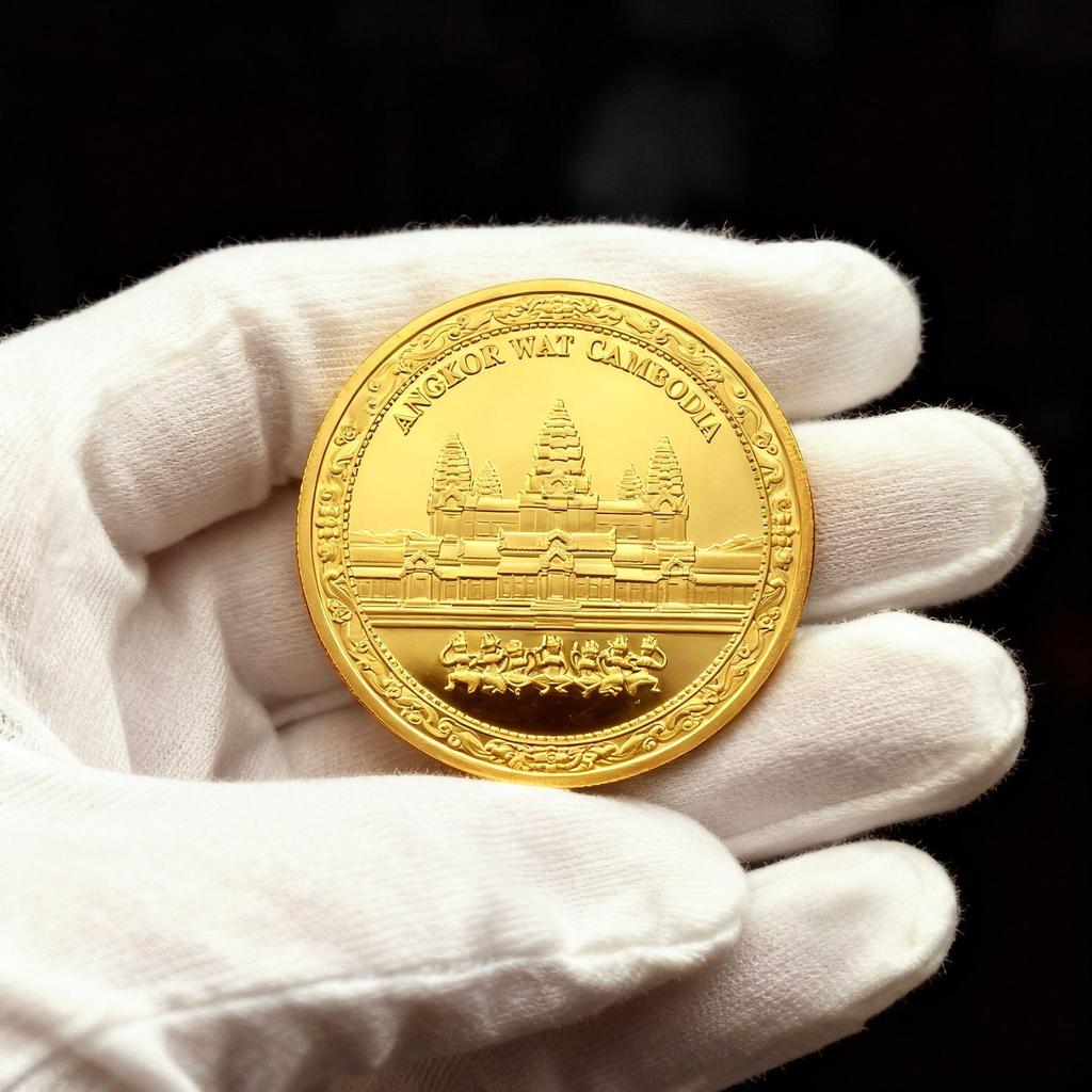 Kambodża Moneta pamiątkowa Angkor Wat, Uśmiech Khmerów, Turystyka kulturalna i kreatywna, Monety, Prezenty, 45mm