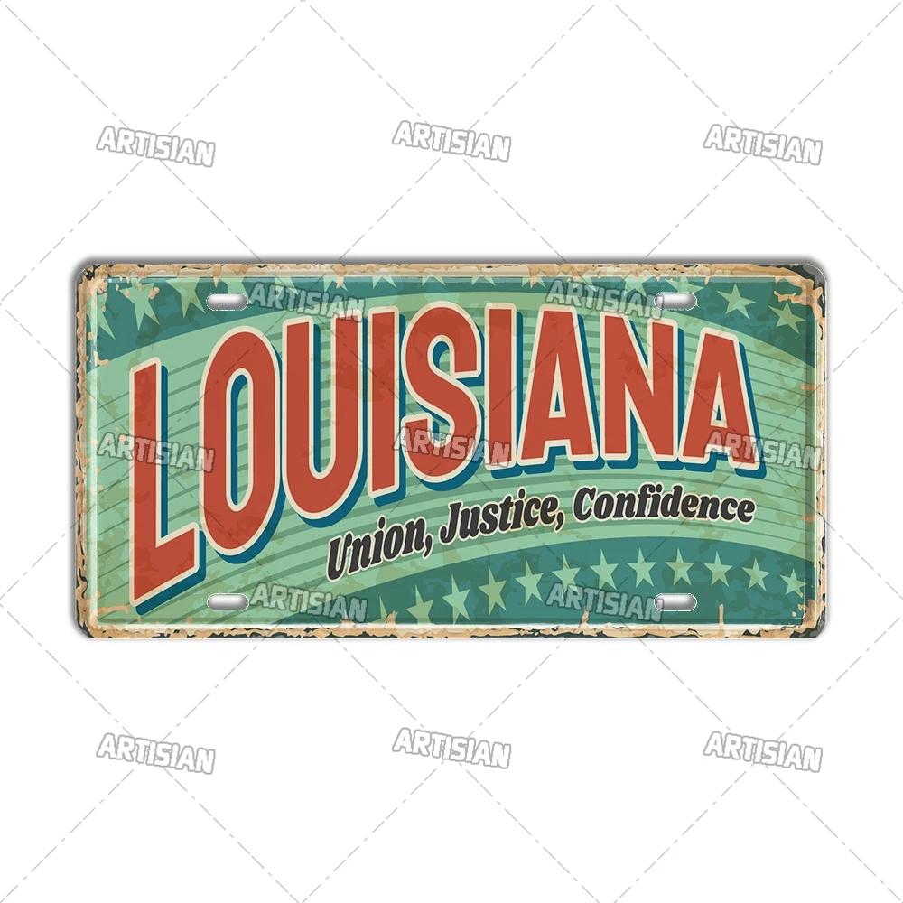 Artisian USA Car Plate Landmark Tin Sign US City State Metal Plaque Wall Decor Garage Bar Pub Club Hotel Cafe Kitchen Home