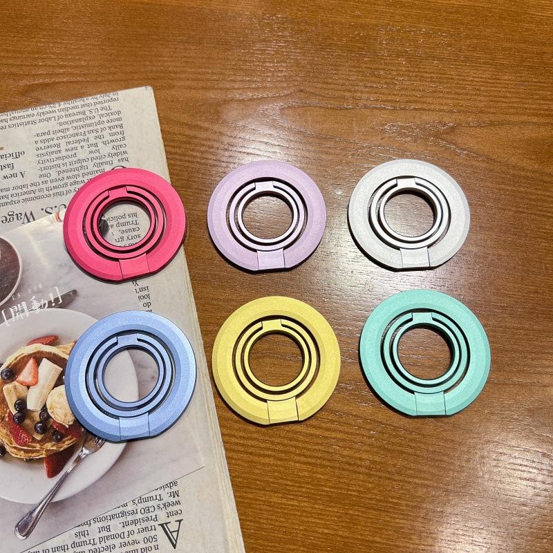 Triple Folding Double Ring Magnetic Mobile Phone Holder Magsafe Magnetic Desktop Ring Buckle Rotating Applicable To Apple 17Pro