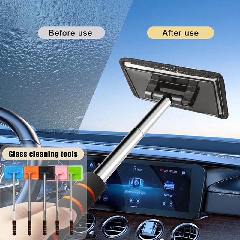 Car Window Cleaning Brush with Removable Microfiber Pad for Car Windshield Home Office Cleaning