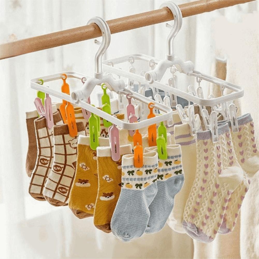 Foldable Socks Clip Plastic Laundry Clip Multifunctional Underwear Drying Rack Bathroom