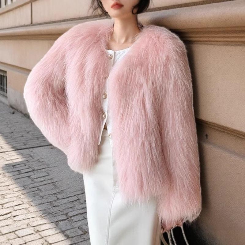New Winter Fox Fur Coat Women's Fashion Short Fur Coat Temperament Collar