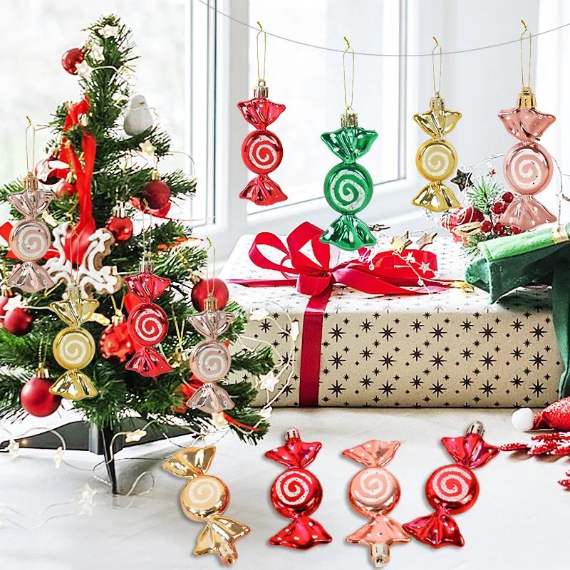 6pcs/box Christmas Candy Pendant Xmas Tree Hanging Ornaments Christmas Decorations For Home 2025 Navidad Noel New Year Kids Gift