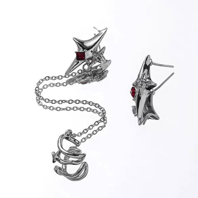 No Pierced Point Star Earring With Stone For Cartilage Ear Cuff Party Or Wear