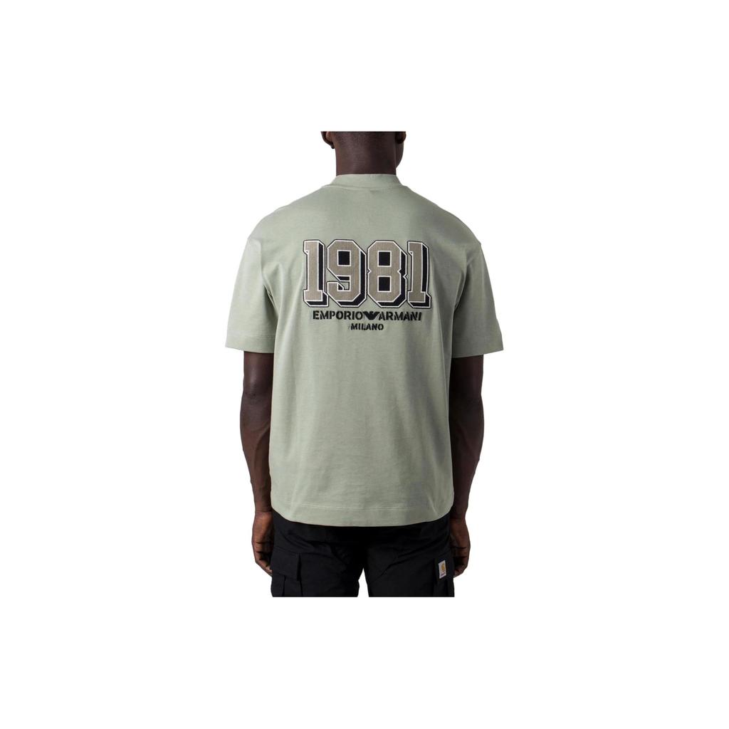 Emporio Armani Letter And Number Print Crew Neck Short Sleeve T-Shirt Men Tops Green 6R1TB0-1JWZZ-0606