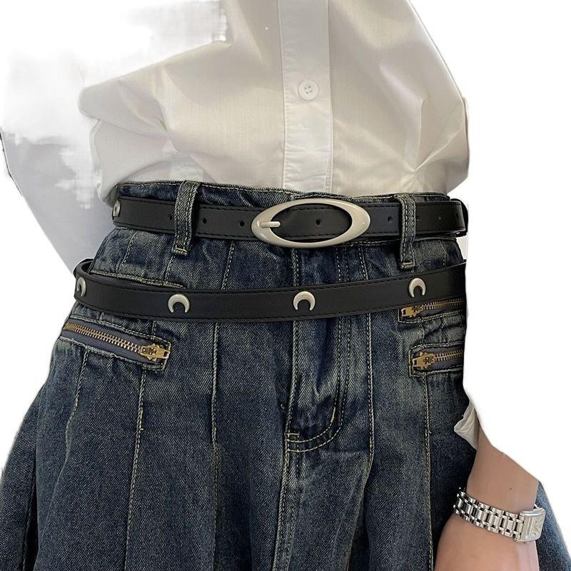 Womens Chic 2024 Summer Korean Style Versatile Black Pu Belt For Fashionable Outfits