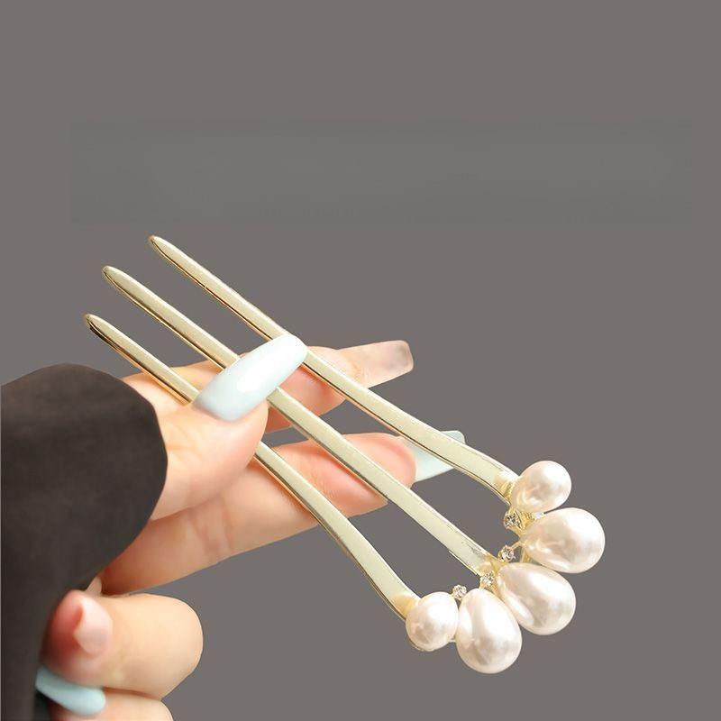 Imitation Pearl Three-tooth Hair Comb Chinese Style Hairpin Hanfu Cheongsam Hair Accessories