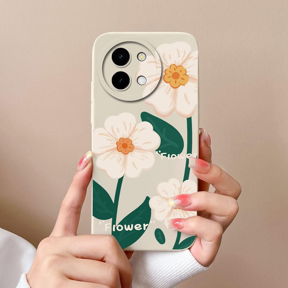 For Vivo Y38 5G Cases Love Heart Flowers Liquid Silicone TPU Shockproof Cover For VivoY200i VivoT3x Prevalent Coque Funda Shell