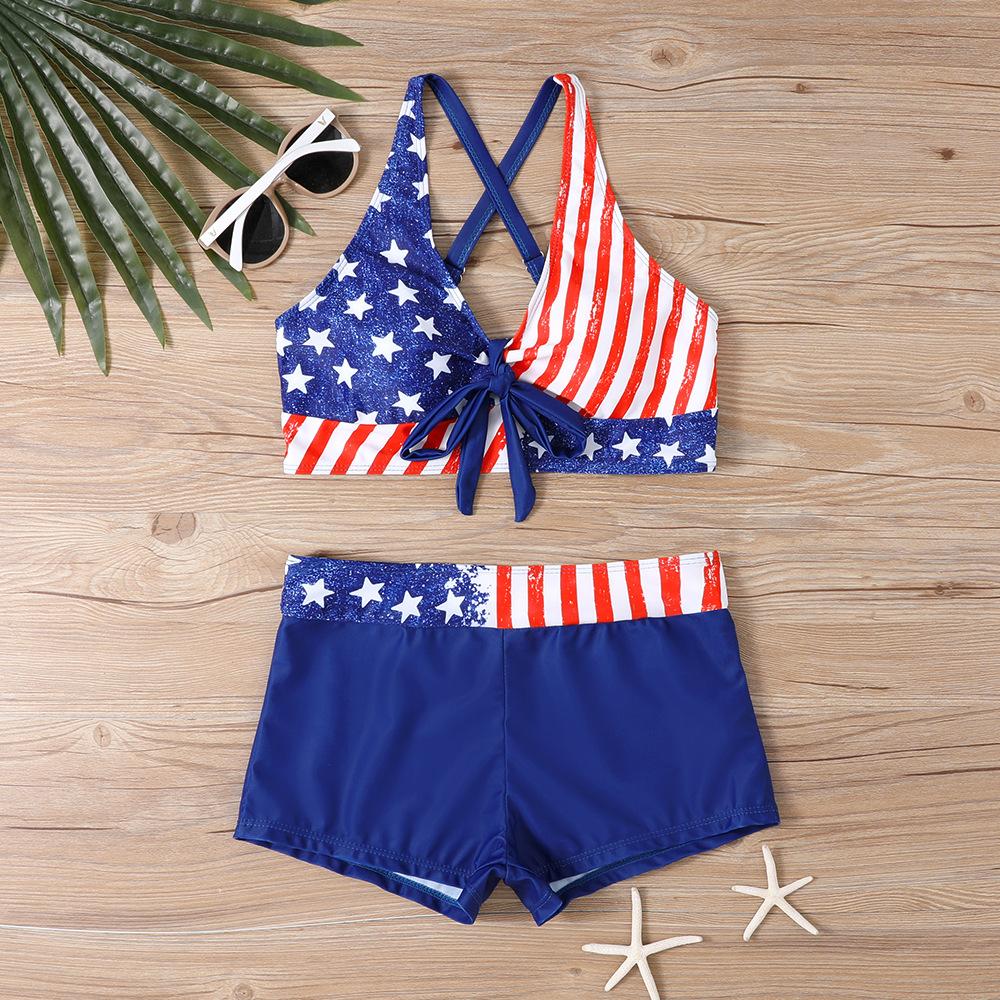 New swimsuit women's split large size flat angle women's skirt bikini print swimsuit
