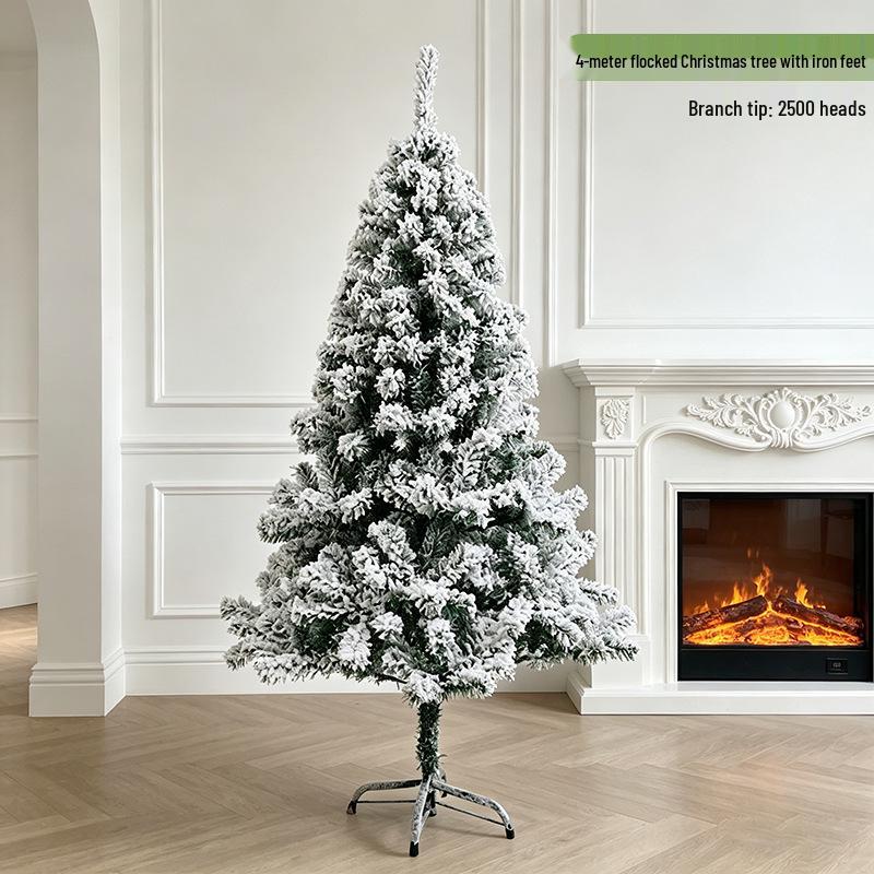Cross-Border Christmas Iron Base Flocked Tree Decoration Scene Ornament