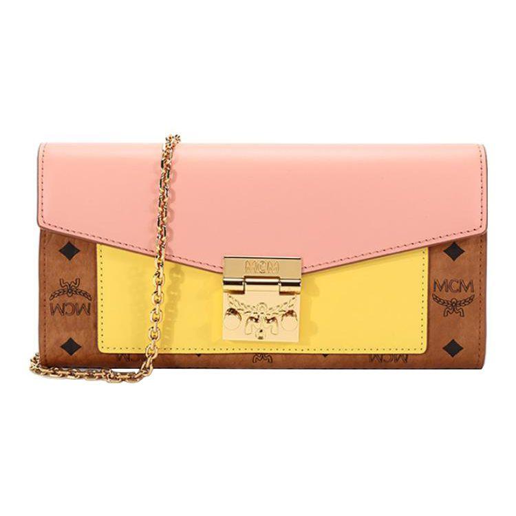 

MCM Colorblock Visetos Leather Flap Chain Wallet Crossbody Bag for Daily Use Basic Set (Bag+Dust Bag)