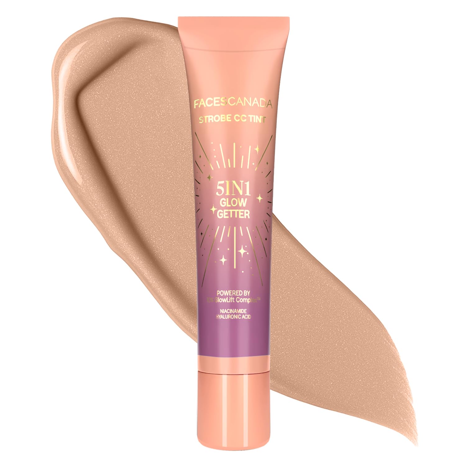 

FACES CANADA Strobe CC Tint Mini - Sunset Glaze 02, 18ml | 5-in-1 Serum + Moisturizer + Primer + BB/CC Cream + Strobe Cream | Lightweight | Radia