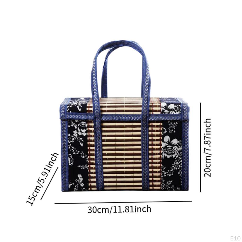 Kosz bambusowy do przechowywania żywności z uchwytami, idealne prezenty i na przyjęcia