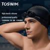 TOSWIM Unisex Silikon-Badekappe für langes Haar & Gehörschutz