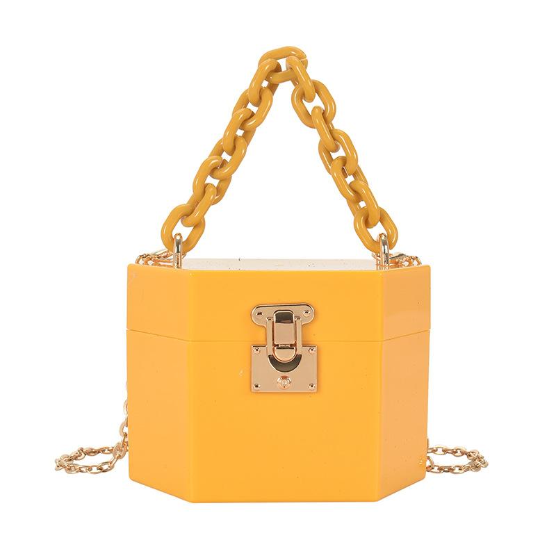

ПВХ конфетный цвет сумка-ланчбокс женская 2025 мини портативная косметичка портативная цепочка сумка через плечо тренд жёлтый