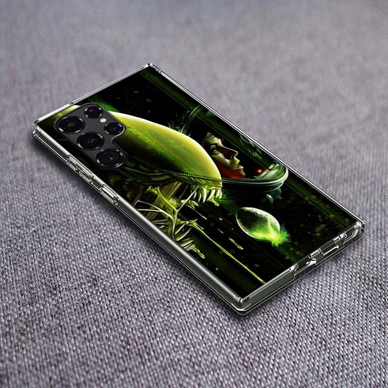 COOL A-Alien Xenomorph Phone Case For Samsung Galaxy S24 S23 S21 S20 FE S22 S26 Ultra S25 Edge S10 Plus Cover Clear TPU Capa She