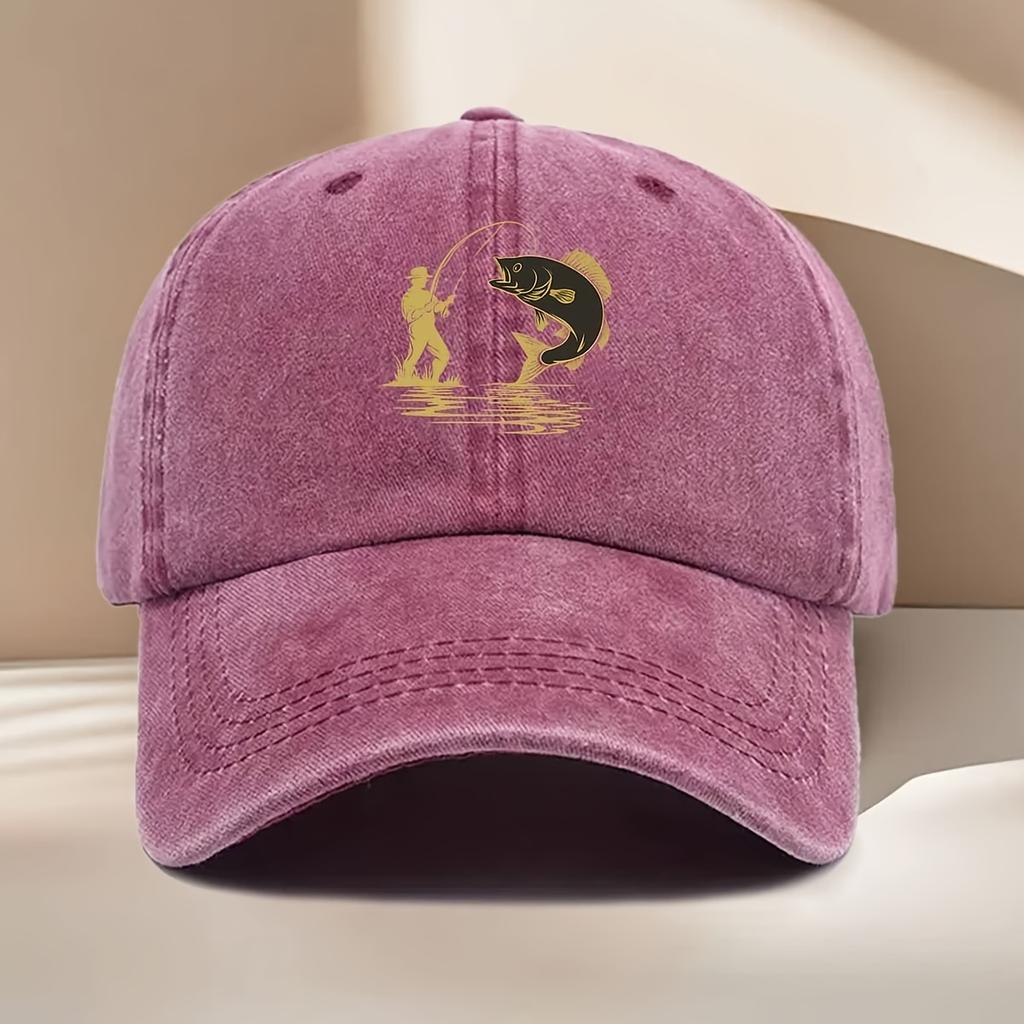 FishingThemed Baseball Cap with Curved Brim Suitable for All Wear Sporty Outdoor Hat for Fishing Trips Daily Use Parties