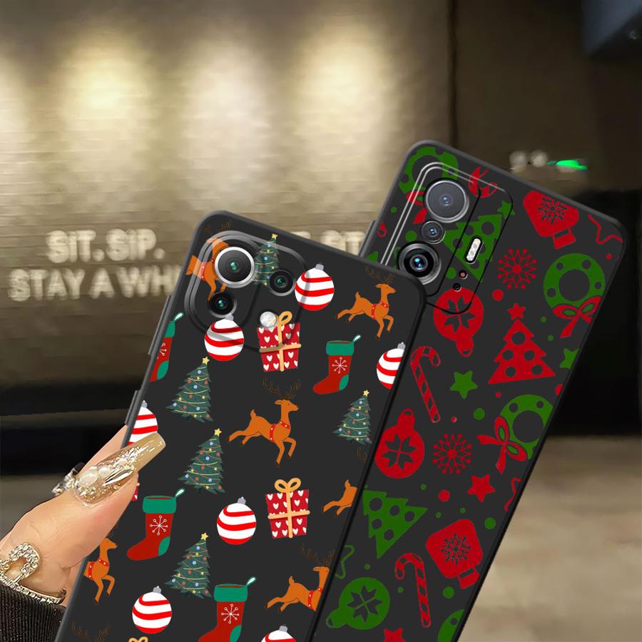 Creative Christmas Element Fashion Black Soft Phone Cover Case for Xiaomi Mi 11 12 13 Lite 12X 13 14 15 Pro 10T 11T 12T Pro