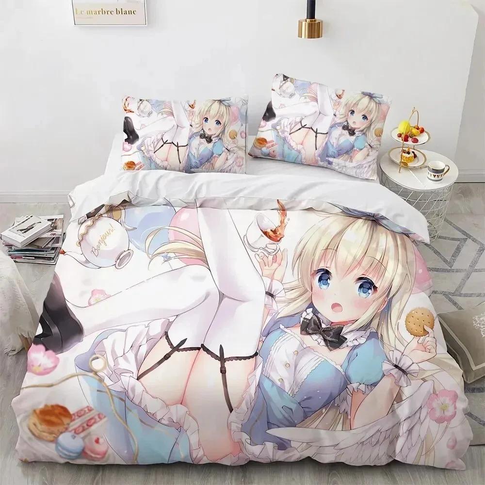 Kawaii Anime Sexy Girl Bedding Set,Duvet Cover Comforter Bed Set Quilt Cover Pillowcase,King Queen Twin Size Boys Girls Adults