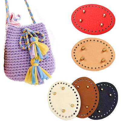 1PC PU Leder Ersatz für Häkeln Stricken Handtasche Oval Tasche Boden Zubehör 4 Nieten