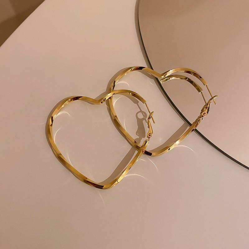 Semplici Orecchini Pendenti a Cuore alla Moda per Donne Ragazze Colore Oro Argento Orecchini in Metallo Liscio Pendenti Gioielli da Matrimonio Regalo