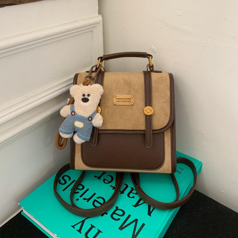 Niche Retro Contrasting Color Backpack for Women's New Casual High-value Commuter Travel Small Backpack for Women