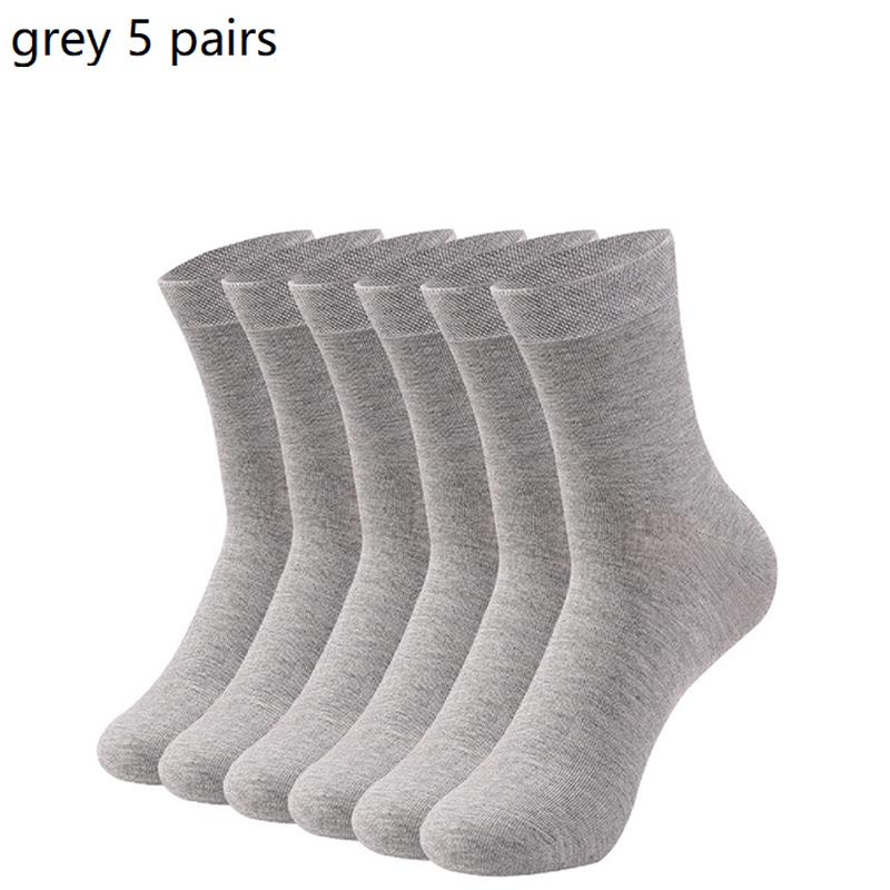 Men's 5 Pairs Mid-Calf Socks All-Season Soft Cotton Business Breathable Moisture-Wicking Solid Color Comfortable Premium Quality