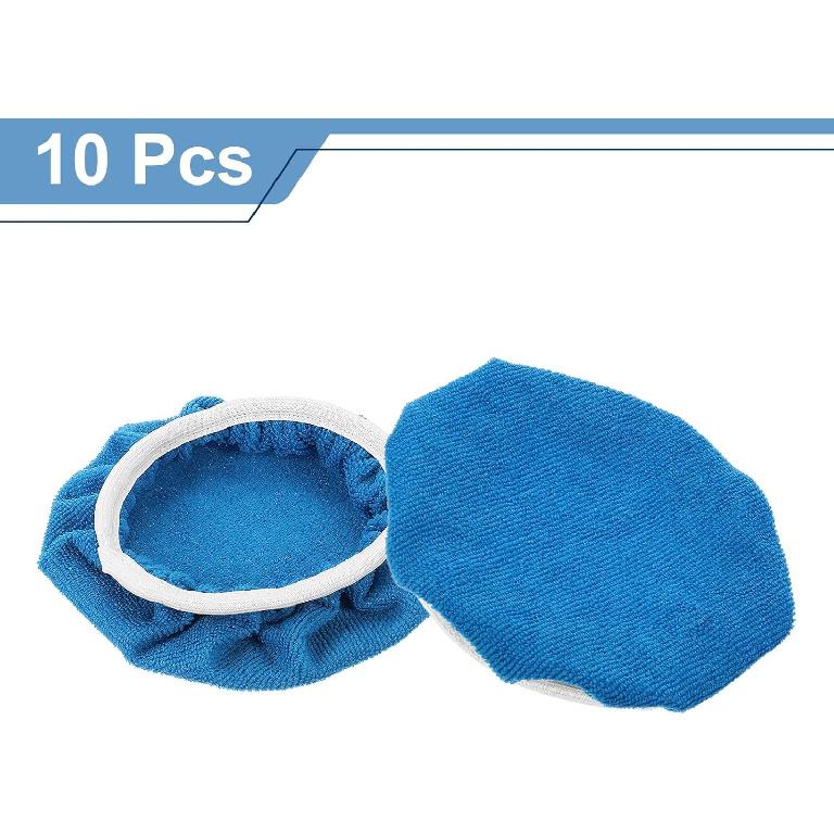 HARFINGTON 10pcs Car Polisher Bonnet Buffing Pad Micro-fiber Polishing Buffing Pad Cover for 7"-8" Car Buffer Bonnets Polisher, Dark Blue