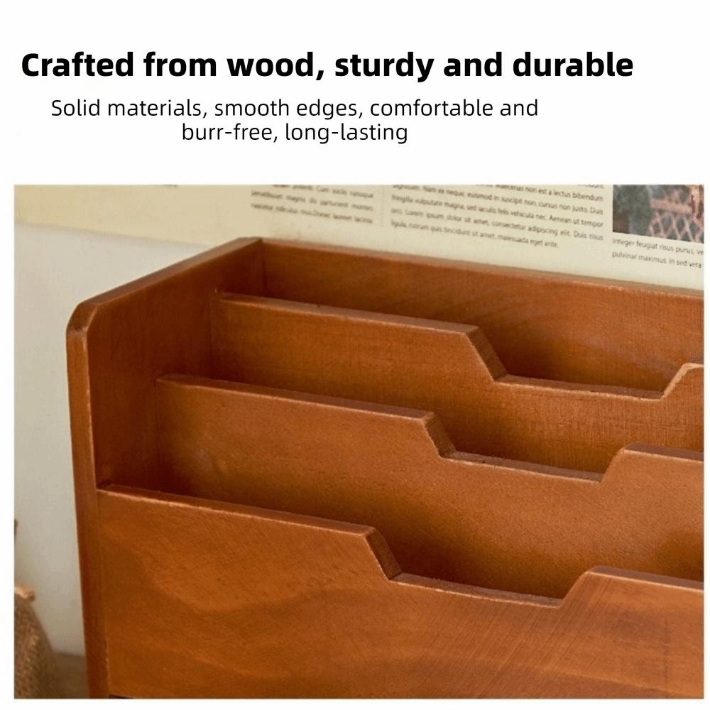 Rustic File Sorting Box Wooden Grocery Organizer Multi-functional Mail Organizer  Office Use