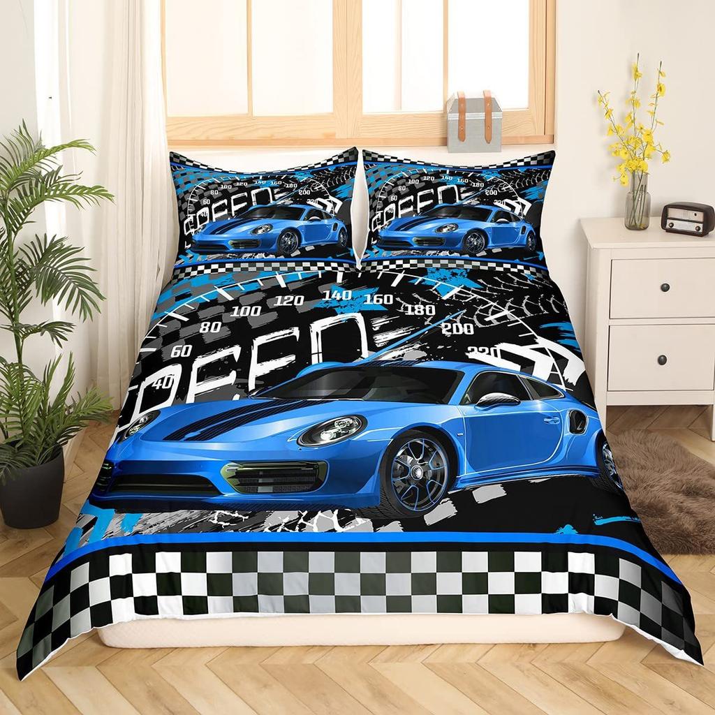 Home Textile Three-Piece Cool Sports Car 3D Digital Printing Quilt Cover Pillowcase Bedding