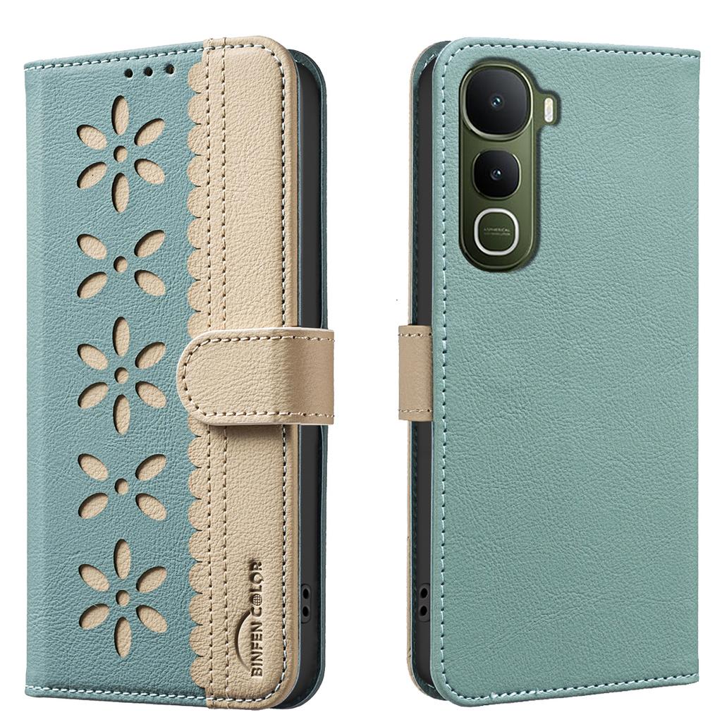 For vivo Y400 5G Leather Case BINFEN COLOR BF36 Floral Pattern Phone Cover RFID Blocking Wallet Stand