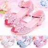 Children Princess Sandals Kids Girls Wedding Shoes High Heels Dress Shoes Bowknot Purple Pink Blue Silver Shoes For Girls