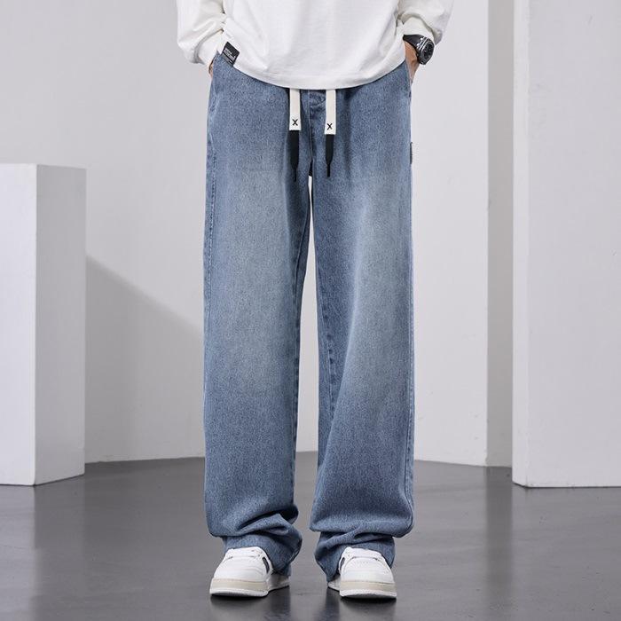 Jeans Jungen American Street Retro-Waschung Locker Lässig Gerade Weiter Bein Jeans Herren