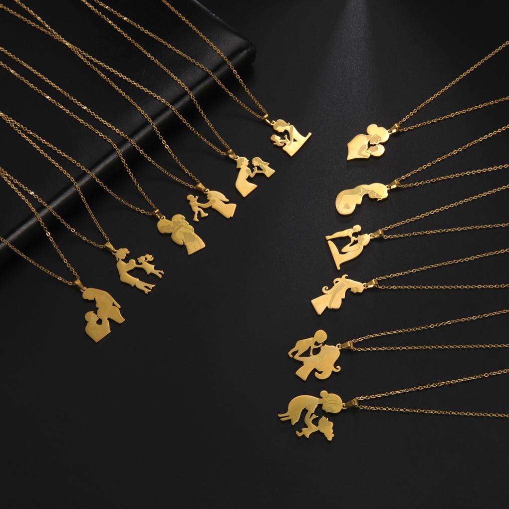 Family Themed Necklace Solid Color Plated Replacement Unfading Decorative Hanging Choker Pendant Jewelry Birthday Gift