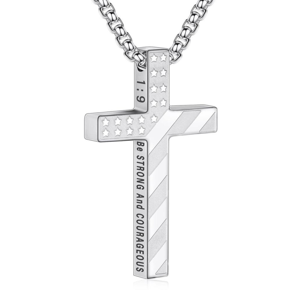 Fashion Trend Cross Stainless Steel Necklace Amazon Personality Hip Hop Pendant Men's Necklace Accessories