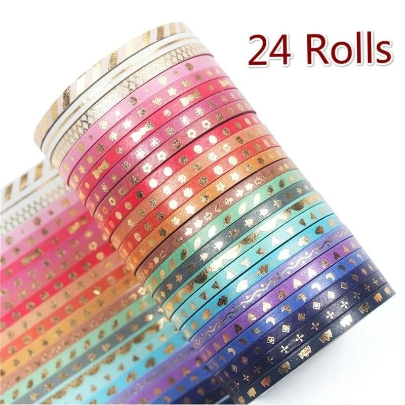 

24 Rolls Glitter Pattern Washi Tape Adhesive Sticker Hand Diary Stickers Masking Tape Decorative Christmas DIY Crafts Wholesale