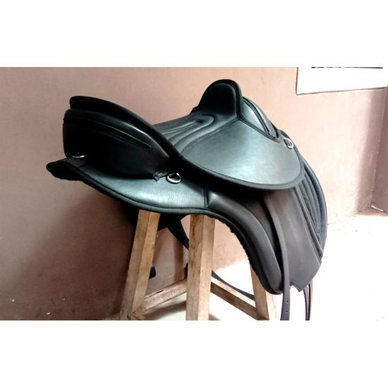 Black Designer Stitching Treeless Leather Western Tack Saddle Horse Bareback