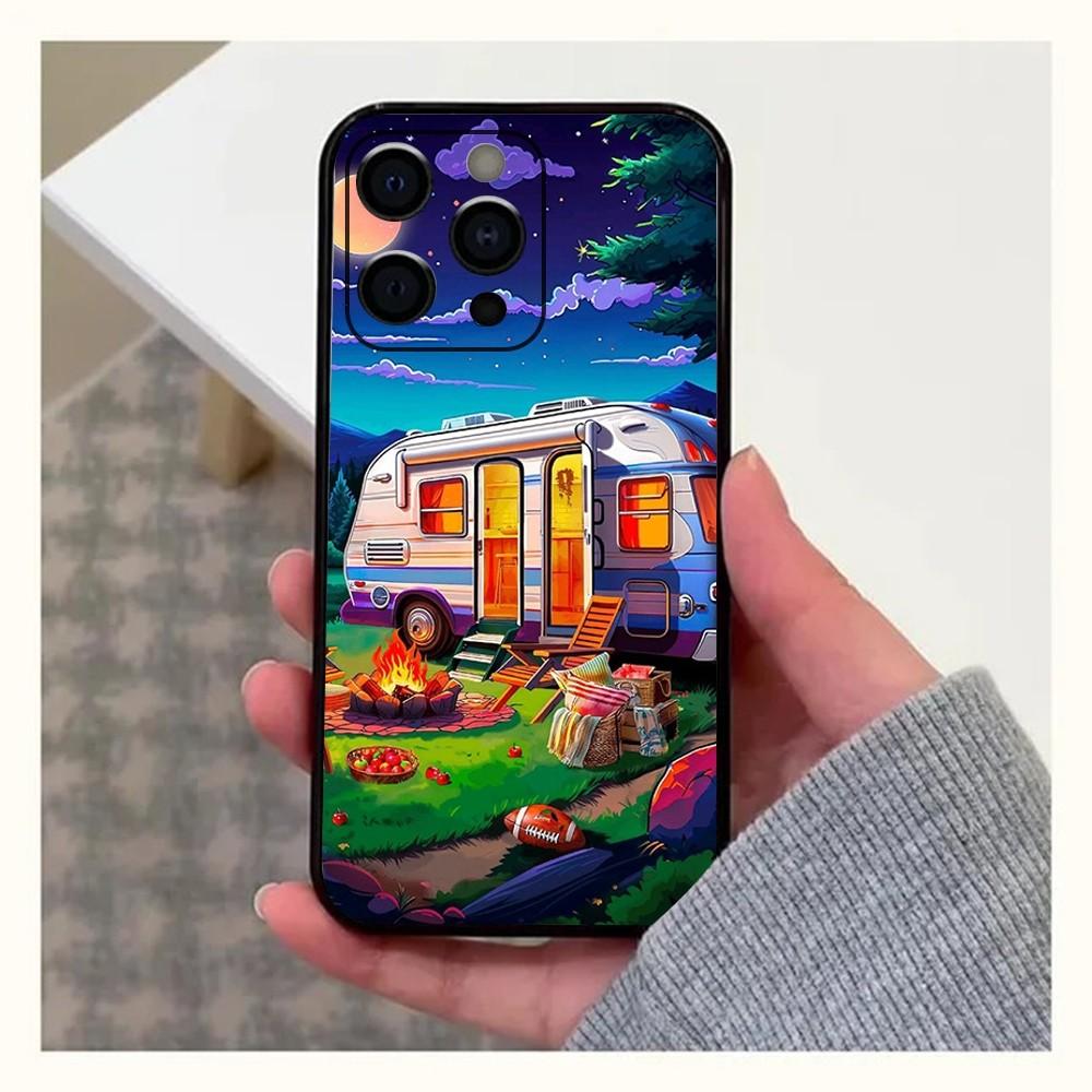 Combi Van Surf Phone Case For Apple iPhone 15,14,13,12,11,Pro,X,XS,Max,XR,Plus,Mini Soft  black shell