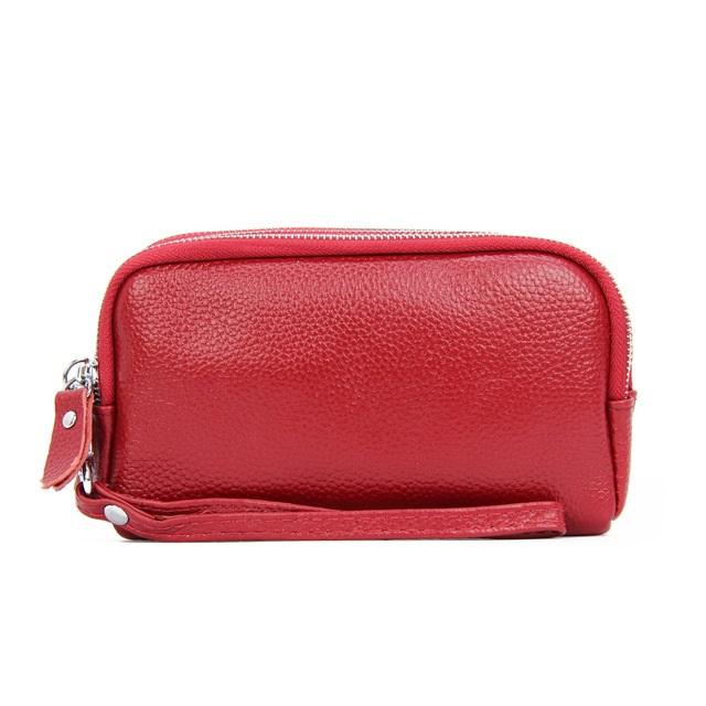 NIGEDU Long Women Wallet Genuine Leather 3 layers Zipper Wristlet Bag Big Capacity Lady Clutch Coin Purse Mobile phone bag black