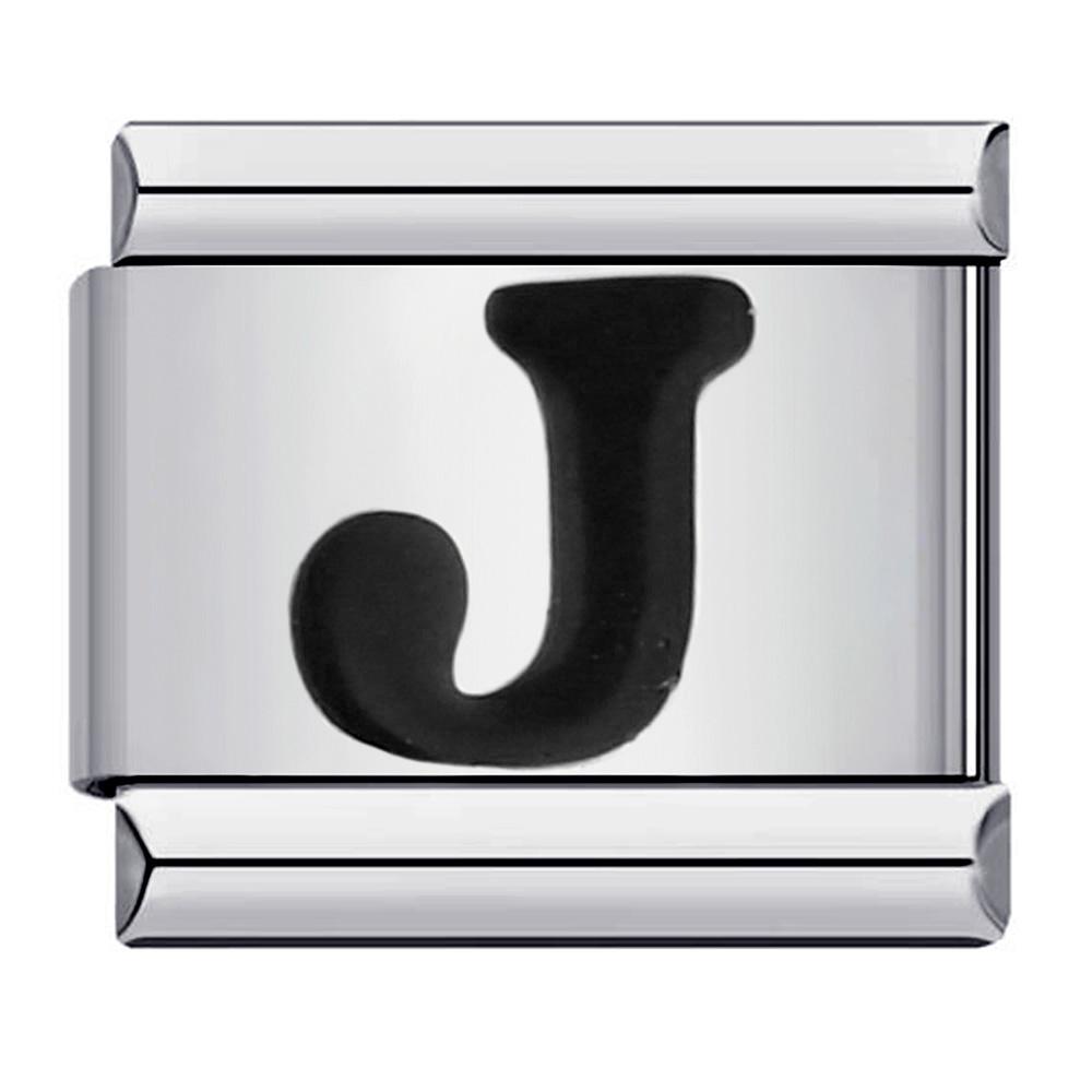 Glaze Black 26 English A-Z Letters Italian Links Charm Fit 9mm Stainless Steel Women Men Bracelet DIY Making 2025 Jewelry