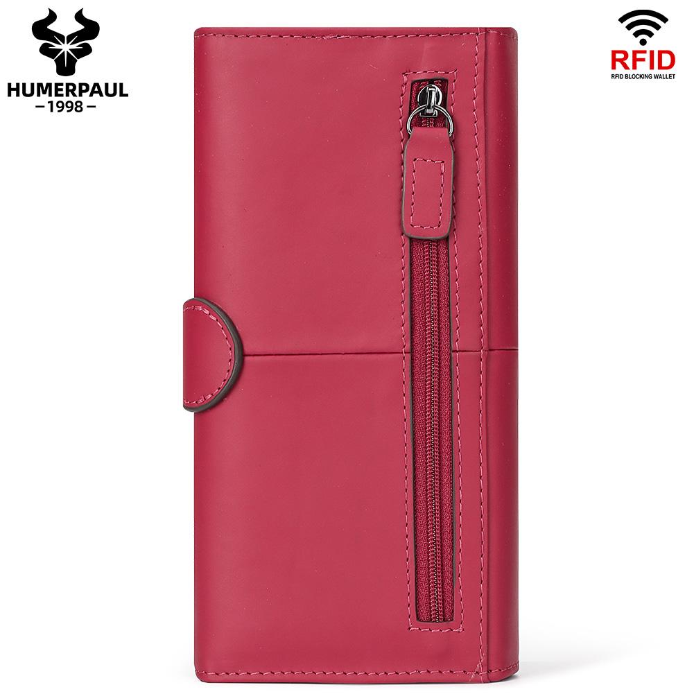 Humerpaul Women Wallet Long Leather Wallet Large-capacity Multi-card Clutch Wallet with Photo Window Coin Purse