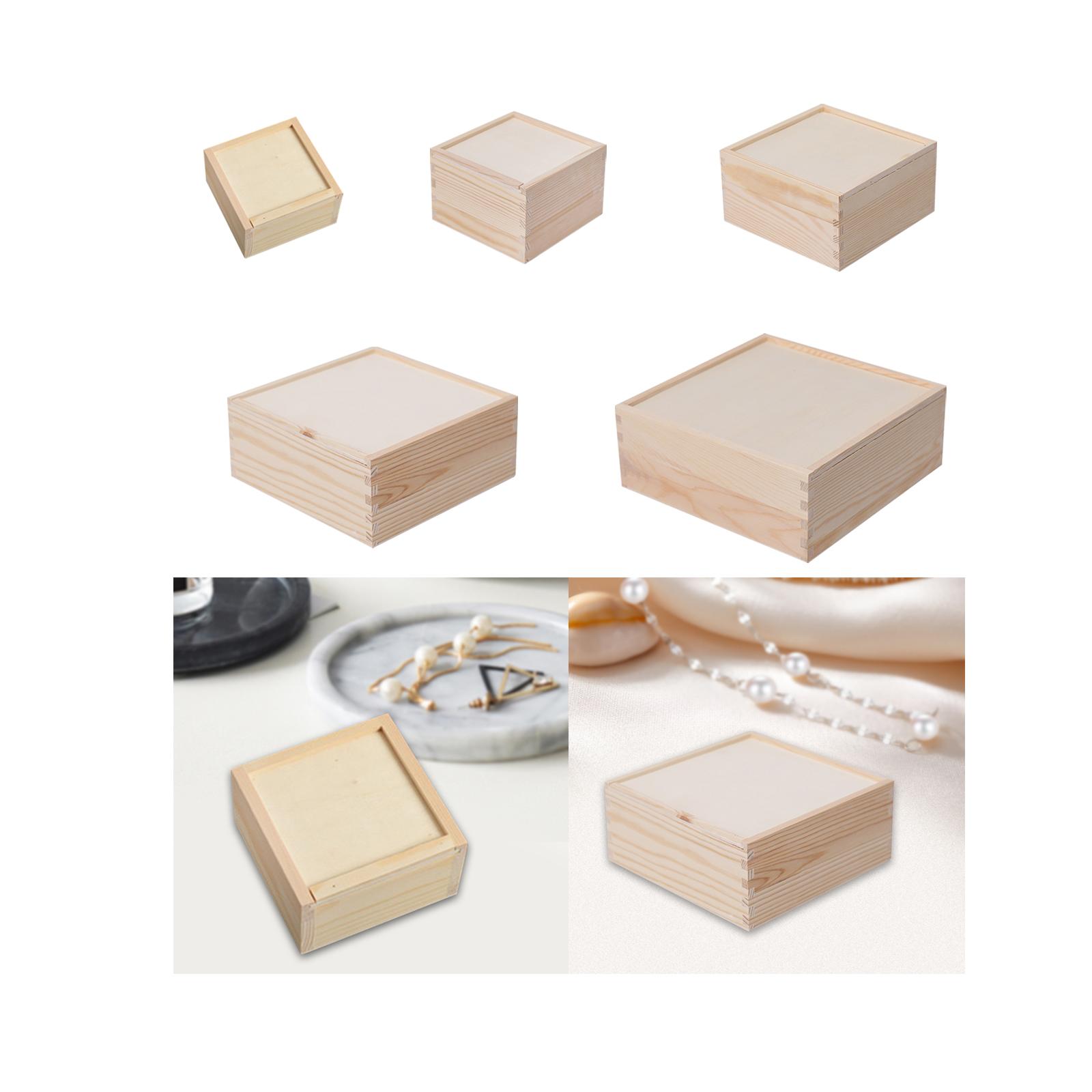 

Wooden Storage Box Rustic Wedding Candy Box Trinket Box for Home Decorations Cards Birthday Party Desk Organizers DIY Lovers 9x9x5cm