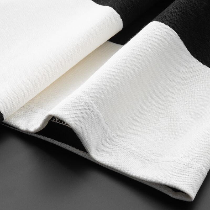 Men's Plus Size Striped Cotton Blend Round Neck T-Shirt