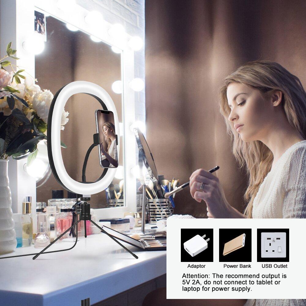 10 Inch LED Selfie Ring Light, Oval Dimmable Photography Fill Light with Desktop Tripod for Mobile Tik Tok Live Video Ring Light