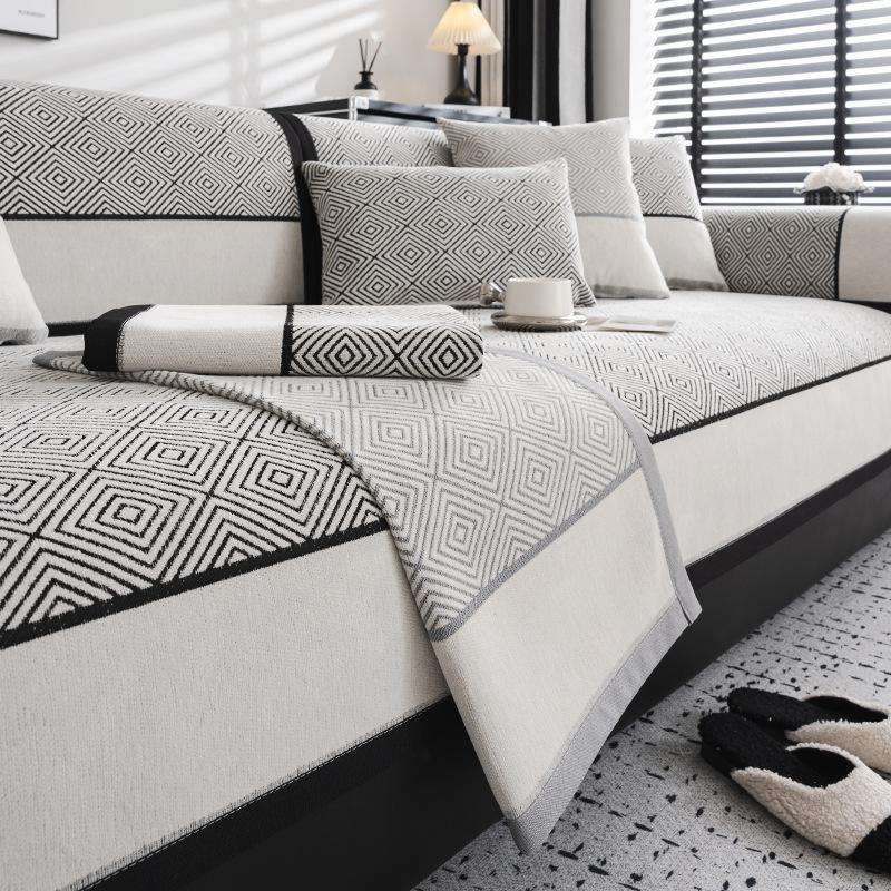 Skin-Friendly Chenille Sofa Cushion Thickened Full Cover Living Room Sofa Cover Universal Non-Slip Backrest Cover Furniture Dust